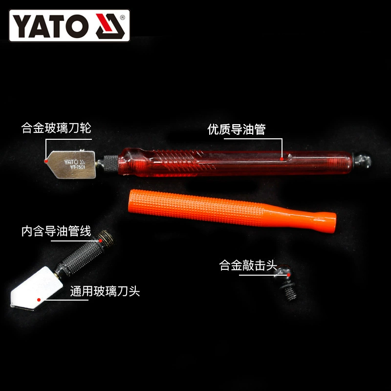 Стеклорез YATO, бытовой стеклорез с роликовым лезвием для стекла, резак для бутылок, керамики и ручной резки плитки