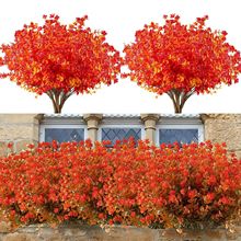 仿真桉树植物 秋色尤加利茶花 户外节日装饰秋色仿真花家居插花