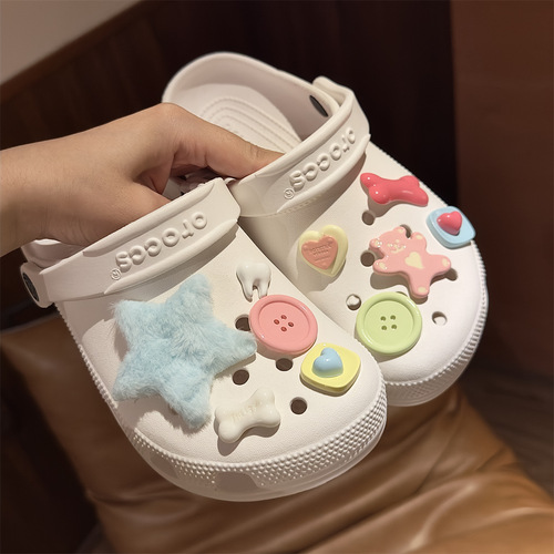 Red Book Dopamine Hole Shoes Flower Shoes Decorative Button Accessory DIY Cute Candy Color Fuzzy Five-Star Buttons