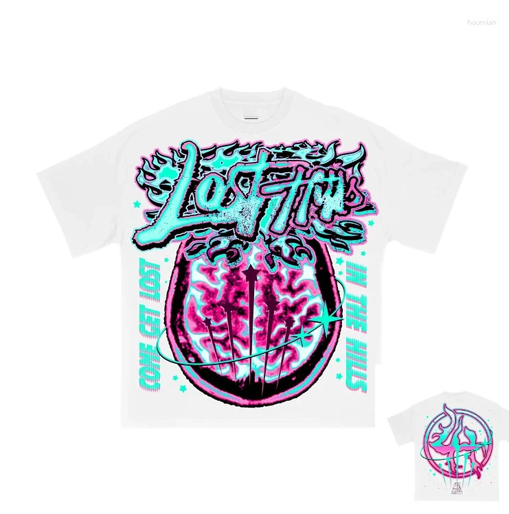 Verano estilo americano retro impresión oscura lavado con agua hace viejos bloques sueltos oversize hip hop skate camiseta de manga corta