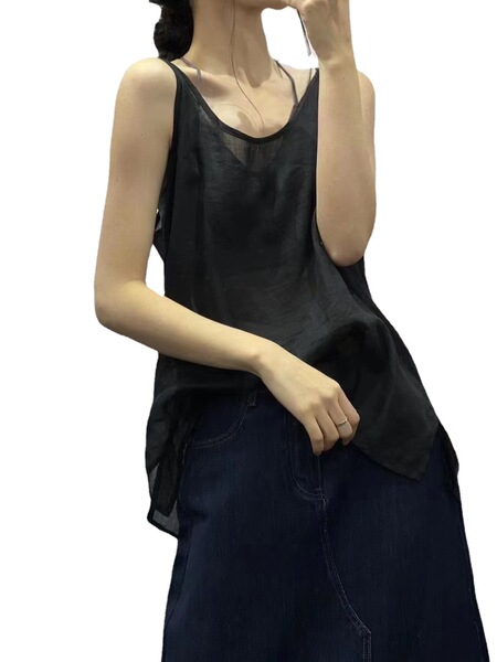 Summer solid color base light and thin breathable vest sleevless