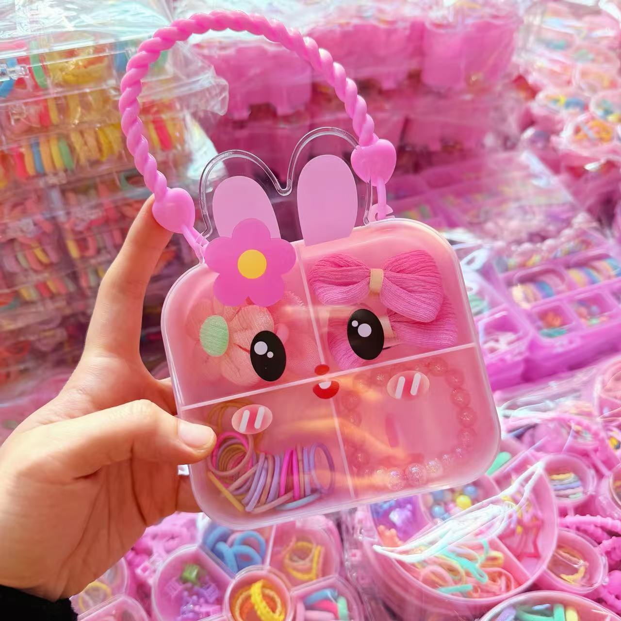 Mini cabeza de princesa en caja, clip de agarre pequeño, clip de flequillo, horquilla rota en la frente, banda elástica para niños, no daña el cabello, anillo del pulgar al por mayor image 88