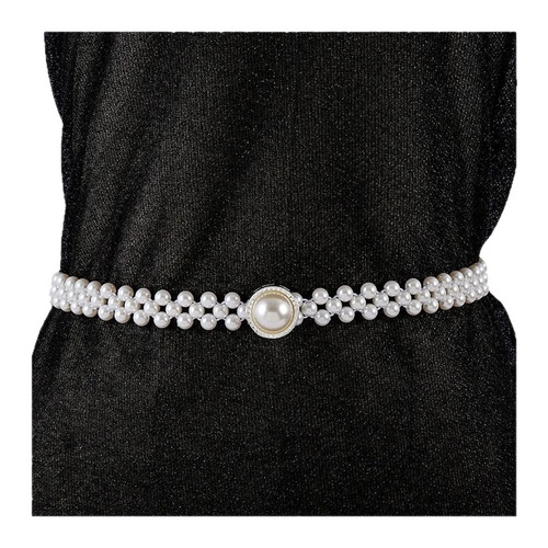 Ladies Pearl Waist Chain Korean Style Water Drill Pearl Decorated Belt Fashion Sweet Dress Elastic Belt for Women Wholesale