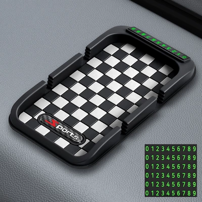 Anti-slip mat – Lexus ES/RX/LS/LM/NX/UX/LX car mobile - black-and-white-sports-check-double-card-navigation-pad