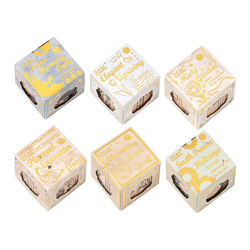 Impression Treasure Box Sello de mano de madera Sello retro transfronterizo de tres lados Libro de mano de bricolaje Sello de madera tres en uno