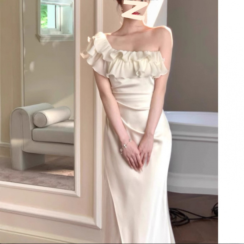 时刻呼吸决定纯欲风缎面鱼尾连衣裙一裙多穿晚礼长裙