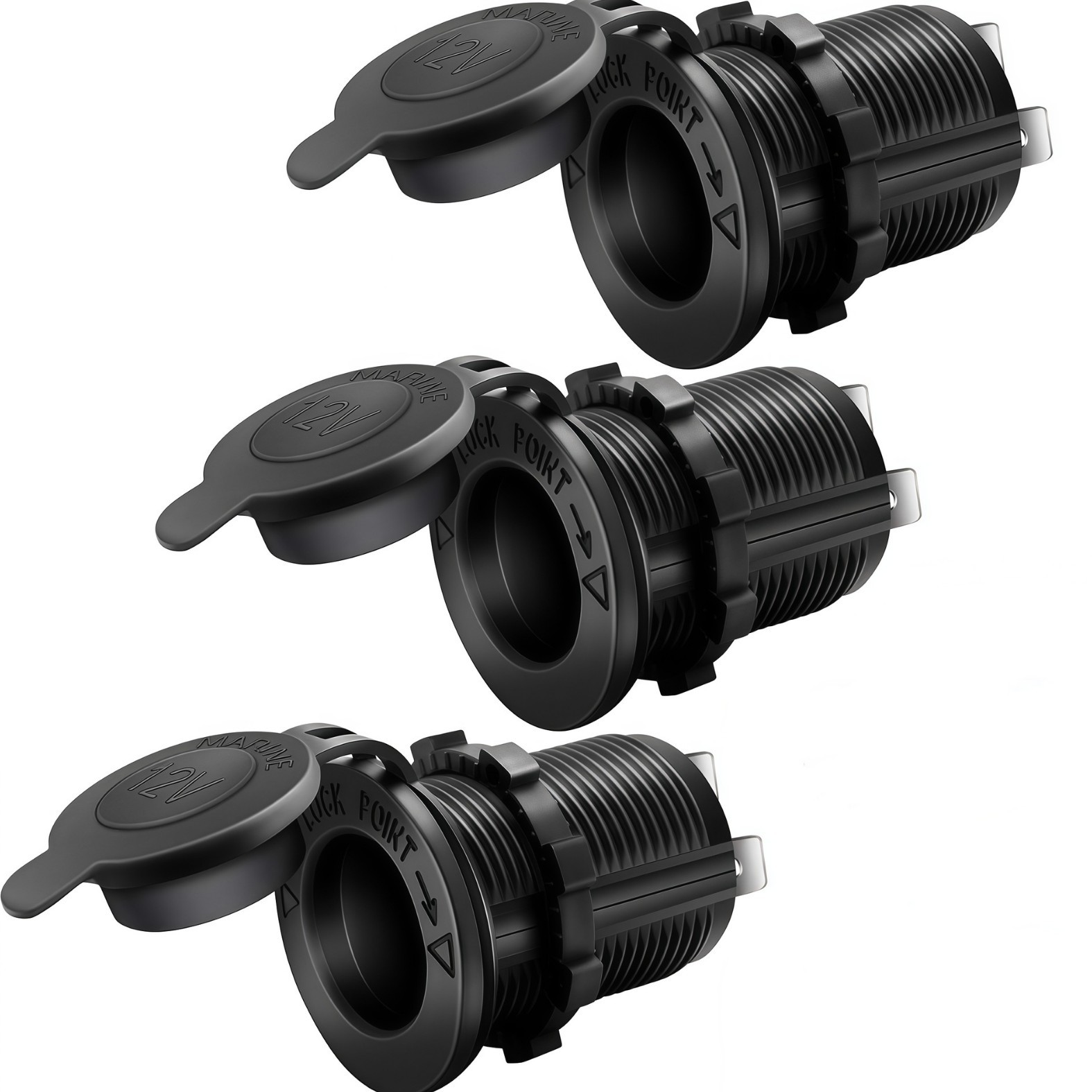 Cross-Border Car Cigarette Lighter Socket with Cable Motorcycle Outdoor Rv High-Power Waterproof Socket Car Modification