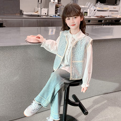 女童春装套装2025新款儿童洋气时髦网红炸街三件套春秋款女孩衣服