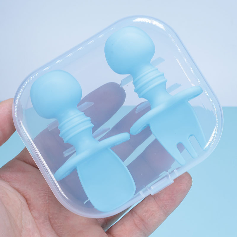 Bebé de silicona cuchara de entrenamiento molar alimentación del bebé alimentos complementarios pasta de arroz de doble cabeza cuchara suave cuchara pegajosa lamiendo cuchara de molienda palo