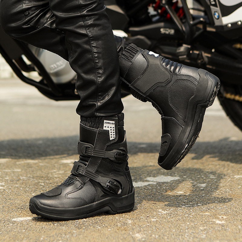 Nine Wolves Motorcycle Riding Shoes for Men, All-Season Off-Road Motorcycle Boots, Racing Long Boots, All-Season Motorcycle Travel Boots