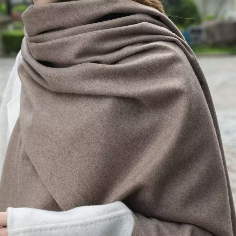 白色围巾女冬季高级感百搭羊毛围巾披肩两用新款男士羊绒围巾批发|undefined