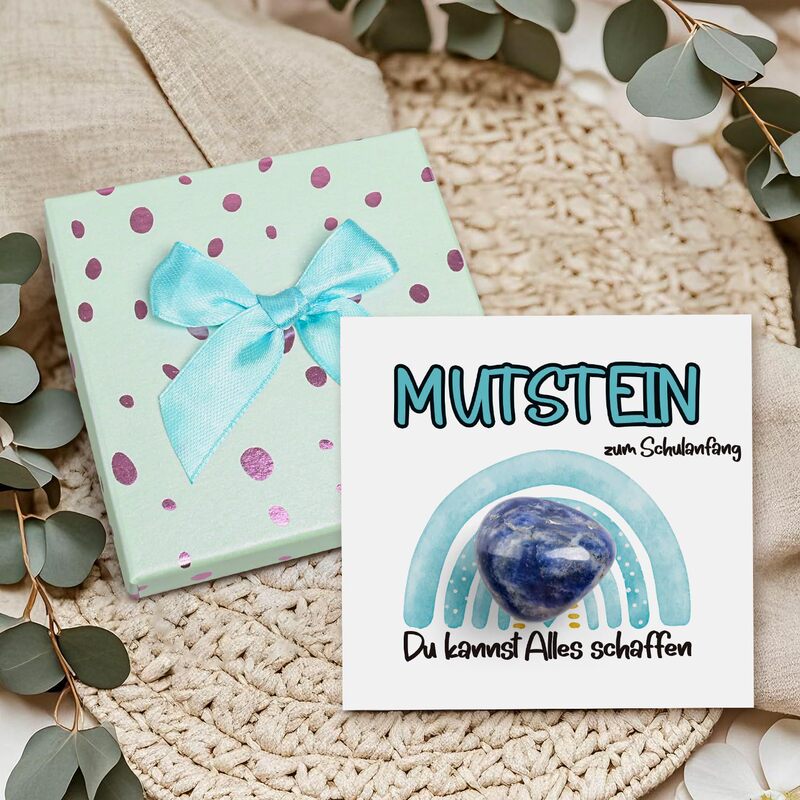 Back-To-School Gift Box with Bow Decoration, Irregular Blue Stone Motivational Gift, Back-To-School Courage Stone Gift Box Back-To-School Gift Box with Bow Decoration, Irregular Blue Stone Motivational Gift, Back-To-School Courage Stone Gift Box