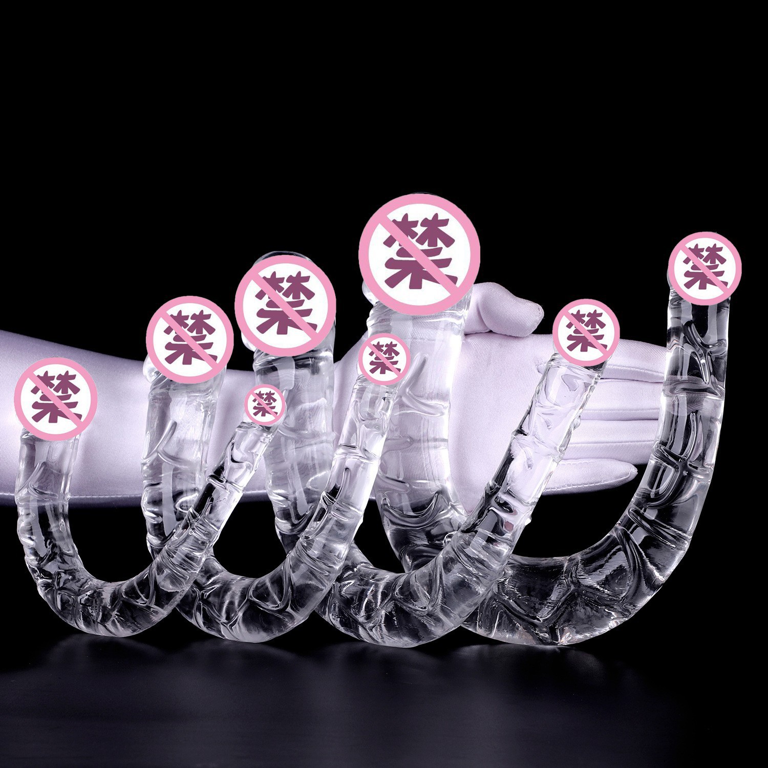 Crystal Transparent U-Shaped Double-Headed Dildo, TPE Dual-Ended Adult Toy — detail image 5