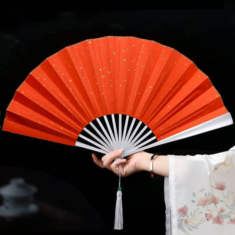 *%防身武器扇子功夫折扇钛合金全纯金属铁男款十寸折叠机械感太极|undefined
