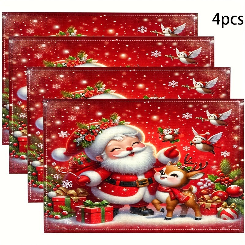 国境を越えた人気のクリスマスプレースマット、レストランの雰囲気のレイアウトテーブルマット、工場直販のリネンプリント断熱マットプレースマット|undefined