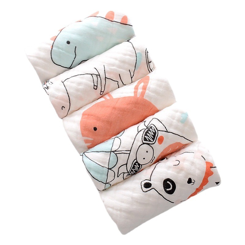 Toalla cuadrada de gasa de seis capas de algodón puro para niños, para lavarse la cara, toalla pequeña de gasa de burbujas absorbente para bebés, absorbe el agua rápidamente.