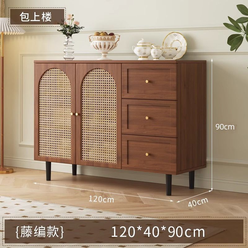 实木藤编餐边柜靠墙一体储物柜茶水柜收纳客厅2025新款置物柜|undefined