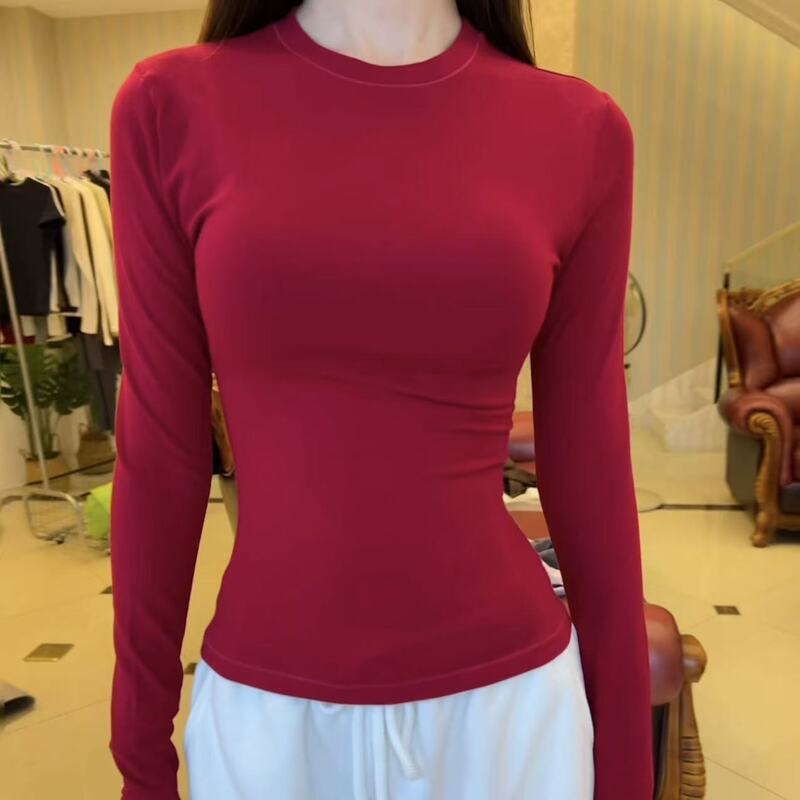 skims 卡戴珊cotton 长袖T恤弹力修身显瘦春夏圆领U领正肩高弹|undefined
