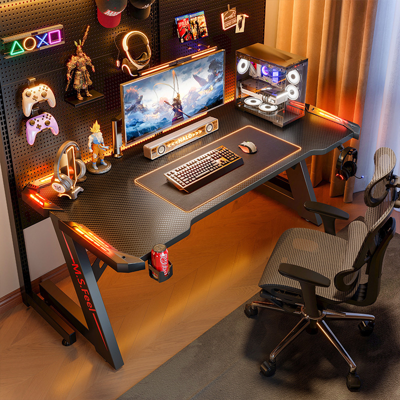 Carbon Fiber E-sports Table Home Desktop Computer Desk Bedroom Desk Internet Celebratory E-sports Room Game Live Table Workbench