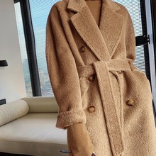 严选100苏力羊驼毛大衣女加长款阿尔巴卡冬季毛呢外套加厚保暖