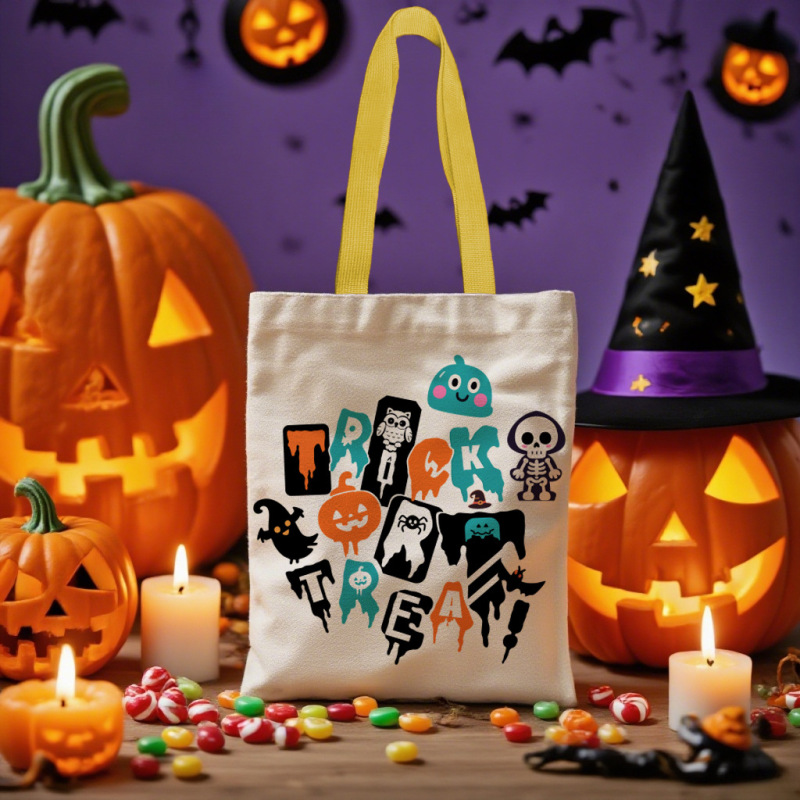 クロスボーダーハロウィンキャンバスバッグ魔女ゴーストフェスティバルパーティー幼稚園キャンディーギフトバッグギフトショッピングモール包装袋|undefined