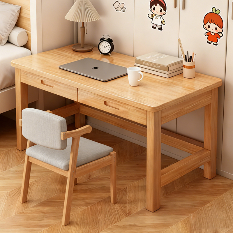 Solid Wood Desk for Students, Home Study Writing Desk, Bedroom Work Desk, Office Desk, Simple Computer Desk with Drawers Solid Wood Desk for Students, Home Study Writing Desk, Bedroom Work Desk, Office Desk, Simple Computer Desk with Drawers