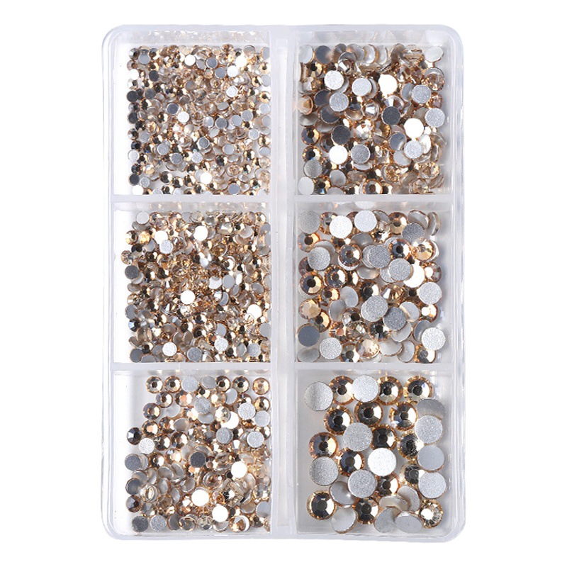 Nueva celebridad de Internet 6 rejilla de uñas diamante plano Super Flash Polo transparente colorido champán tamaño mezclado Proteína de uñas