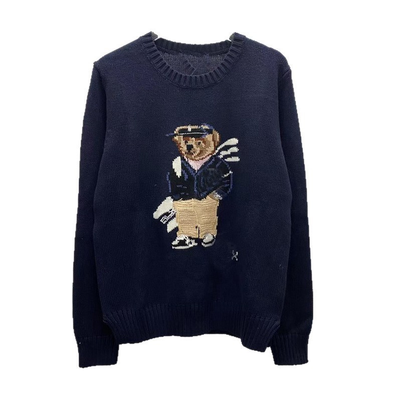 卡通熊针织衫字母针织衫上衣女 精致提花卡通熊毛衣高品质秋冬