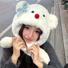 蝶結びのかわいい雪だるまは雷鋒帽を厚くして、秋冬の帽子は首を囲みます。