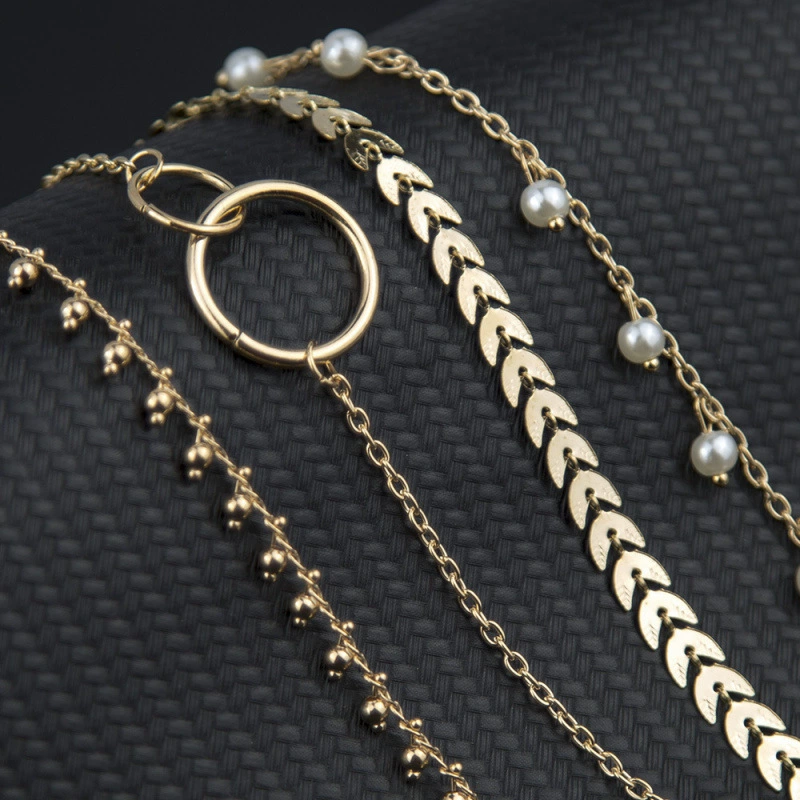 Браслет и жемчужная подвеска, набор в европейском стиле, простой и элегантный дизайн, золото/серебро