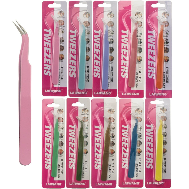 Нержавеющая сталь накладные ресницы пинцет розовый пинцет заостренный коканый пинцет всасывающая карта упаковка