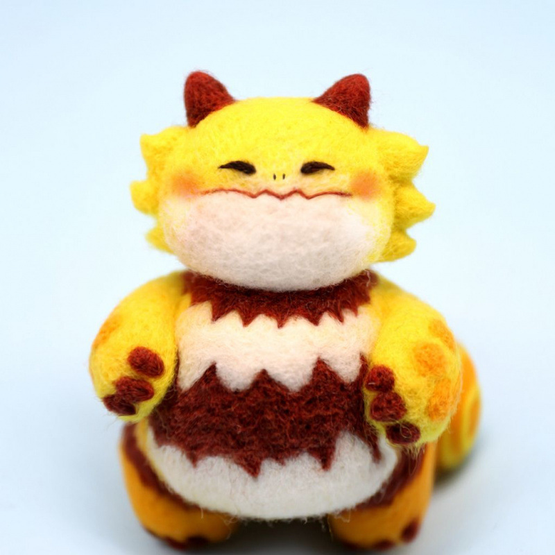ファットドラゴンウールフェルトポケ手作り DIY 素材パッケージゴールドシャベルファットドラゴンカップルペンダント装飾品|undefined