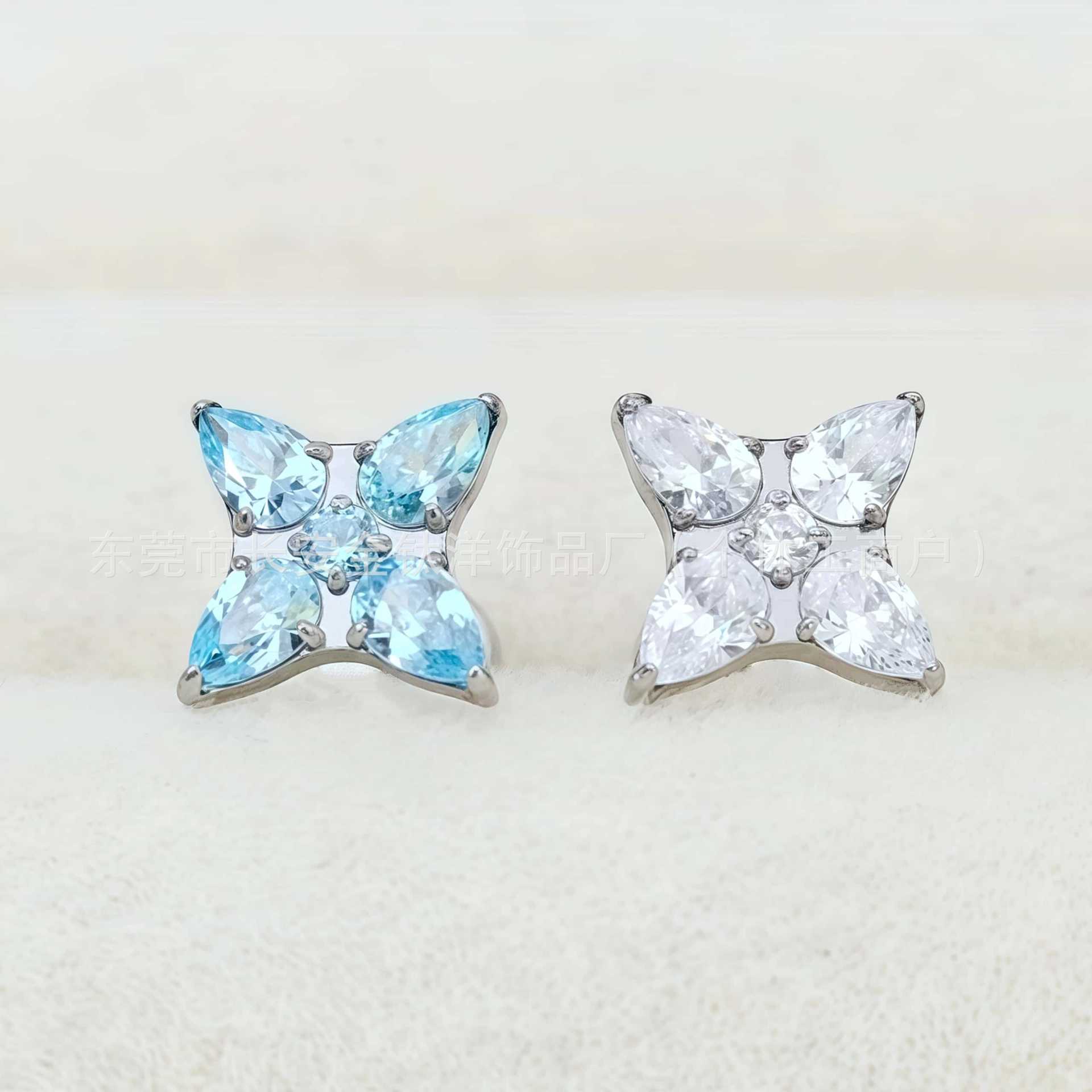 ASTM F136 Titanium Water Drop Eight-Pointed Star Earrings, Zircon Inlay Lip Studs, Nose Studs, Ear Bone Piercing Jewelry detail image 7