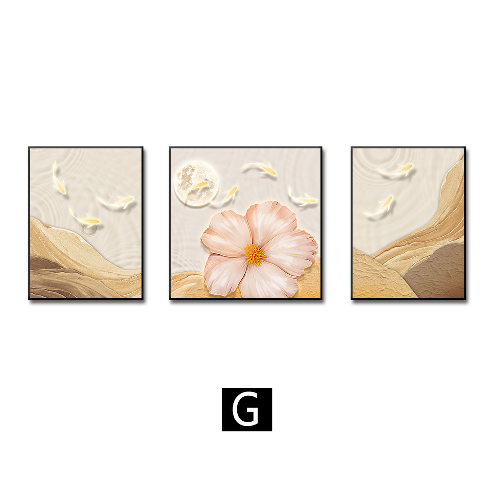 Sala de estar pintura decorativa sofá pared fondo pintura colgante cuero estrella diamante tríptico pintura de estilo crema fresca pequeña