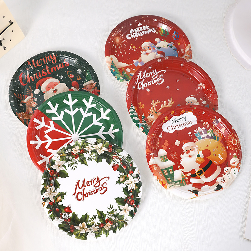 Christmas disposable paper plate party plate 7 inch cake decoration plate party plate manufacturers wholesale Christmas disposable paper plate party plate 7 inch cake decoration plate party plate manufacturers wholesale