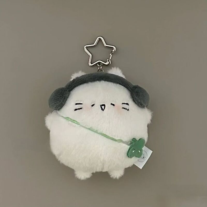 吱吱叫新款可爱胖嘟嘟四叶草小猫蛋玩偶挂件毛绒钥匙扣包包挂饰|undefined