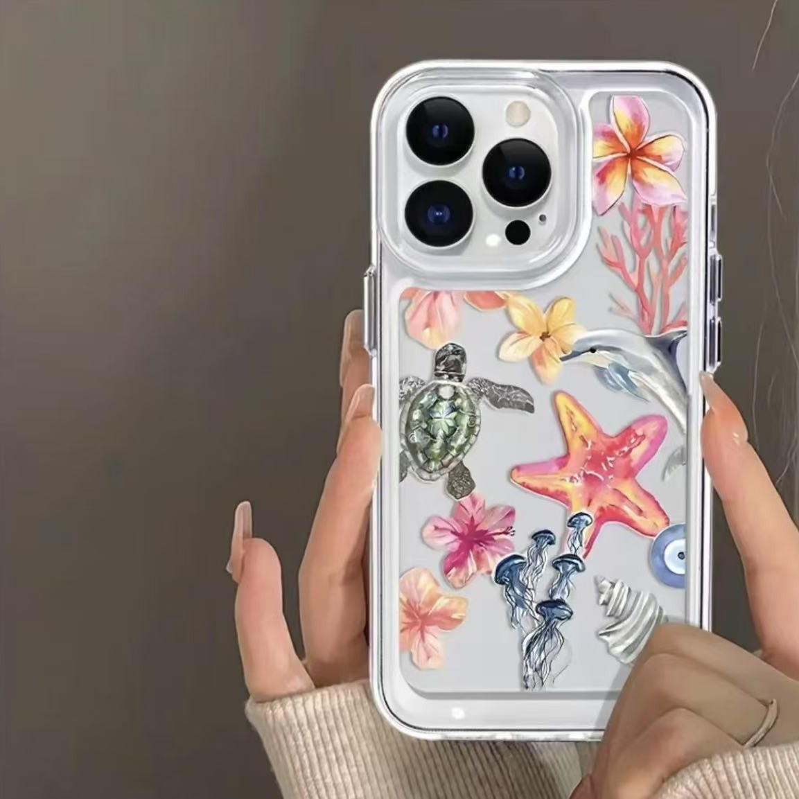 Medusa rosa para iphone15promax funda para teléfono móvil transparente Apple 16 todo incluido 14pro comercio exterior 13/12