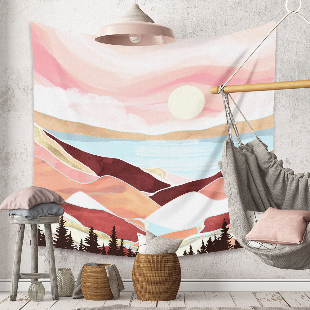 Bohemian Moon Mountain Painting Wall Cloth Decoration Tapestry Wholesale Nihaojewelry display picture 71