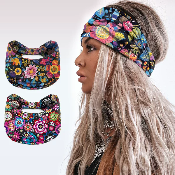 in stock Wholesale European and American Cross-border New Personality Printed Yoga Sports Wide Hair Band Wash Women's Headband Headwear