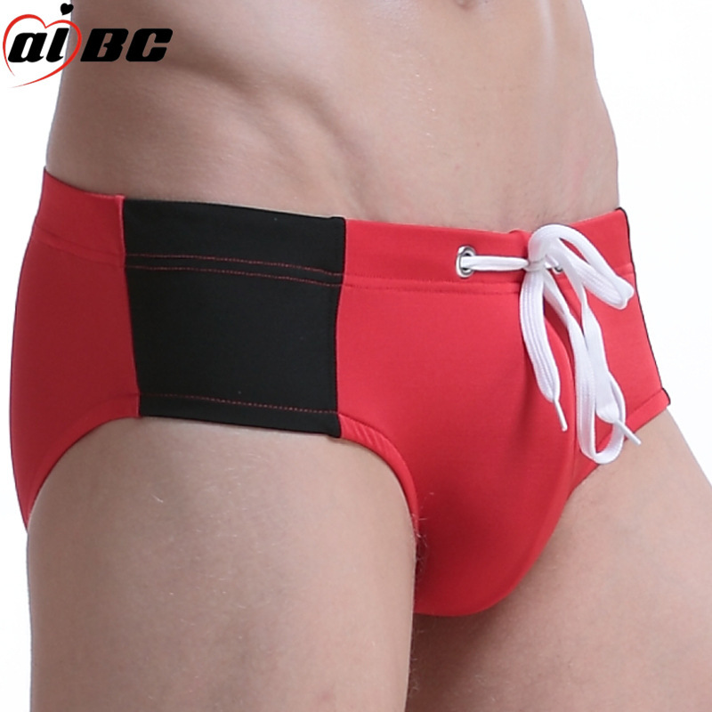 Trendy Men's Swim Trunks Lace-Up Men's Briefs Casual Vacation Beach Shorts Selected Ice Silk Underwear A011-Sj