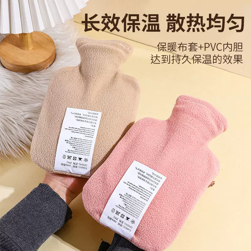 新款注水热水袋加厚防爆女生暖手热敷肚子暖脚神器摇粒绒暖手袋