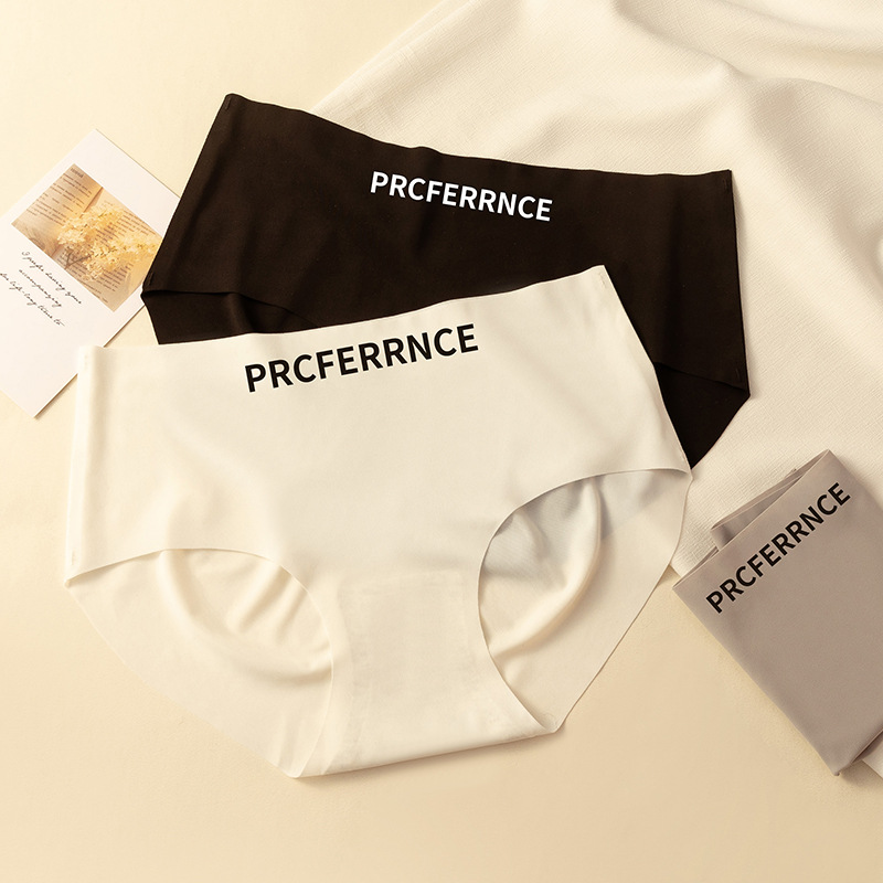 Ropa interior de seda de hielo verano de las mujeres delgada inferior de algodón puro entrepierna cintura media de la muchacha del vientre contracción cadera levantamiento pantalones cortos cabeza ropa interior deportiva