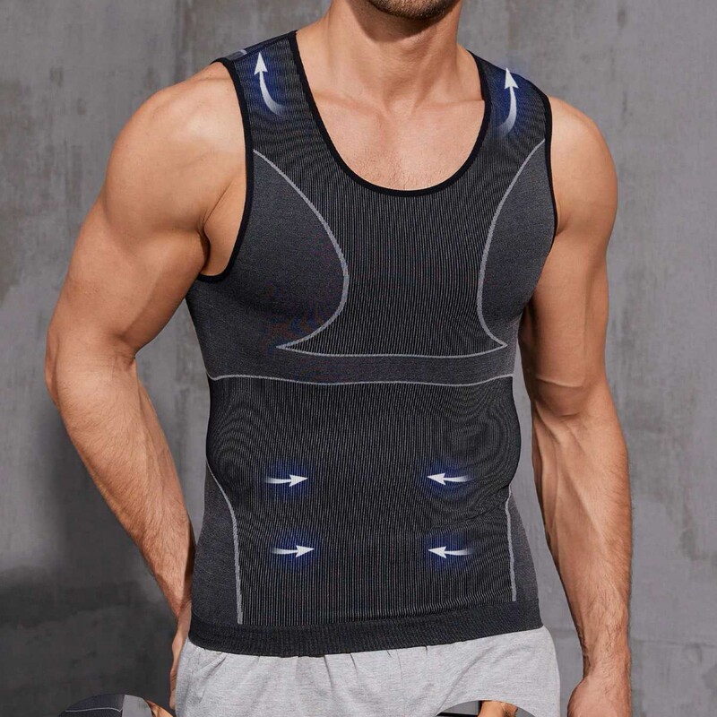 Cross-border Men's Compression Shaper Training Breathable Dry Quick-drying Running Vest Elastic Tight Sweat-absorbent Short-sleeved Top