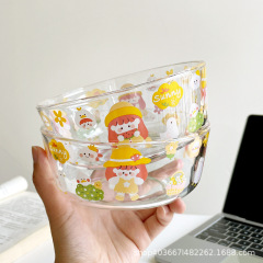 アニメのガラスの碗の高い顔の値は高温の小さい碗の家庭用の台所の食器のセットのスープの碗の果物のサラダの碗に耐えます。