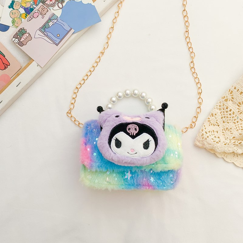 2025 nuevo bolso de niñas de estilo extranjero, bolso de hombro para niños, bolso de peluche, bolso de mano para niñas