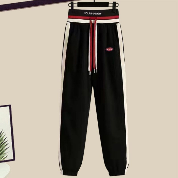 Women's Clothing Casual suit & archer & early spring sports suit 2024 spring and autumn new style age reducing drawstring sweatpants two piece suit_voghion.com