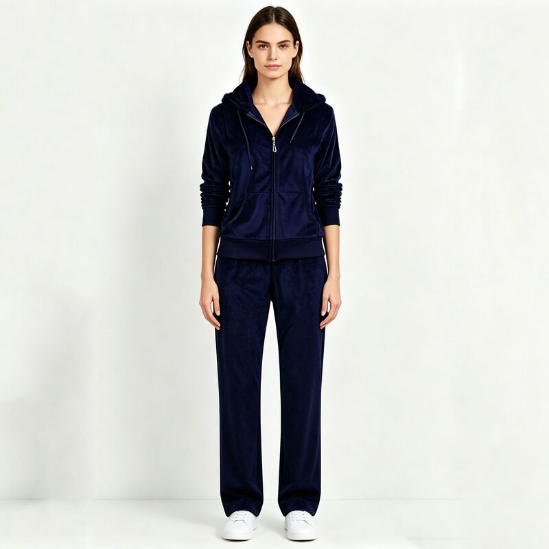 Cross-Border New Velvet Sports Suit Classic Solid Color Straight Pants with Back Pocket Large Size Casual Two-Piece Set Cross-Border New Velvet Sports Suit Classic Solid Color Straight Pants with Back Pocket Large Size Casual Two-Piece Set