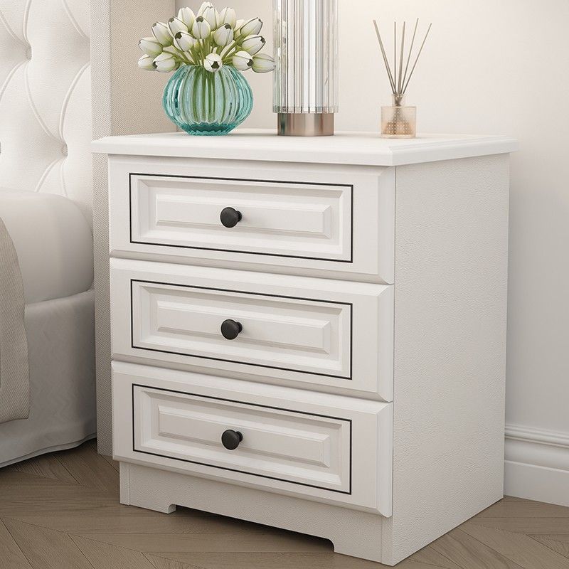 Solid Wood Bedside Table Simple Modern White Bedroom Storage Cabinet Nordic Economical Bedside Small Cabinet Complete