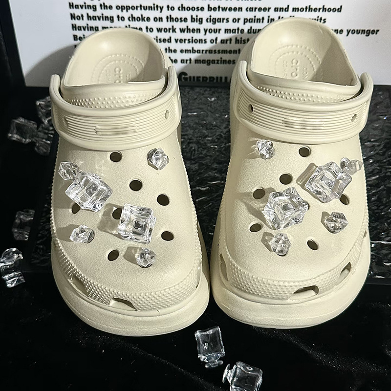 跨境洞洞鞋配饰鞋花饰品DIY鞋扣创意冰凉夏日仿真冰块装饰扣批发