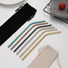 Metal handheld straw stainless steel, set, ecological milk tea, wholesale